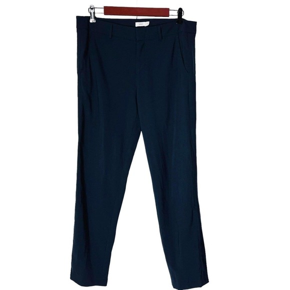 Vince Side Strapping Pant Wool Blend Trouser Tapered Mid-Rise Blue Women's 8 - Picture 1 of 6